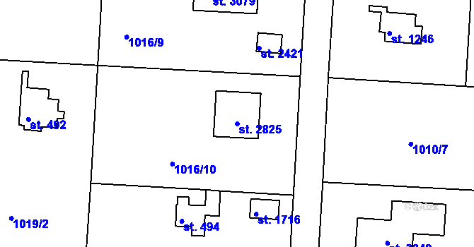 Parcela st. 2825 v KÚ Valcha, Katastrální mapa