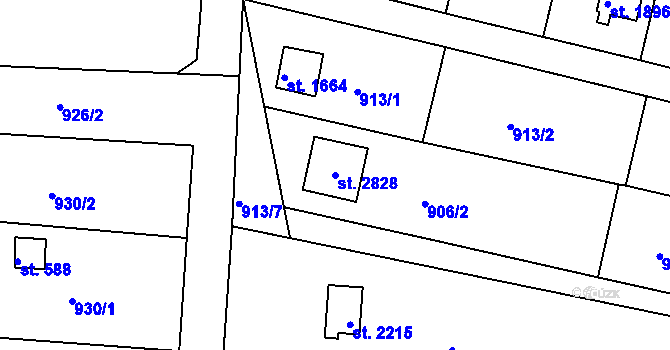 Parcela st. 2828 v KÚ Valcha, Katastrální mapa