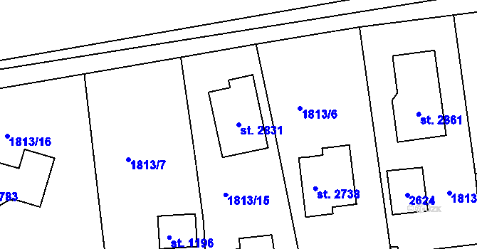 Parcela st. 2831 v KÚ Valcha, Katastrální mapa