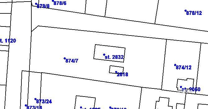 Parcela st. 2832 v KÚ Valcha, Katastrální mapa