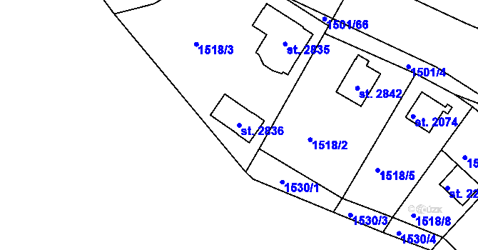 Parcela st. 2836 v KÚ Valcha, Katastrální mapa