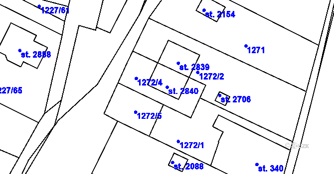 Parcela st. 2840 v KÚ Valcha, Katastrální mapa