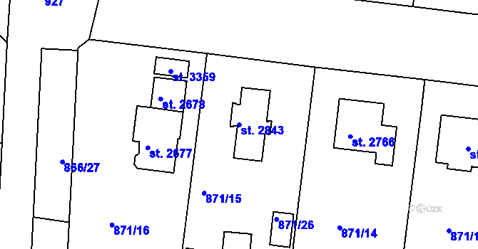 Parcela st. 2843 v KÚ Valcha, Katastrální mapa
