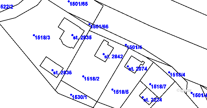 Parcela st. 2842 v KÚ Valcha, Katastrální mapa