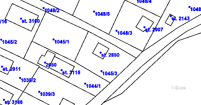 Parcela st. 2850 v KÚ Valcha, Katastrální mapa