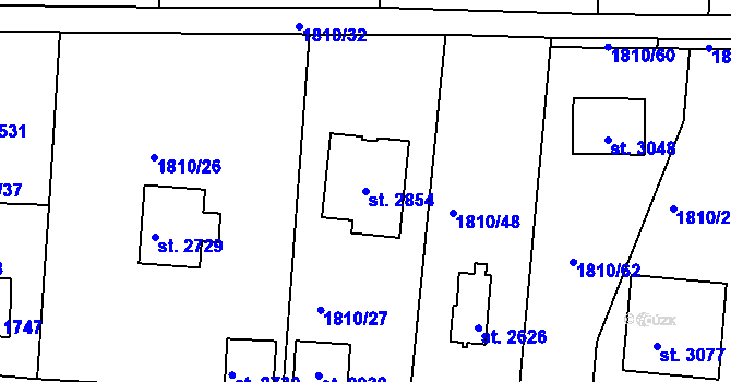 Parcela st. 2854 v KÚ Valcha, Katastrální mapa