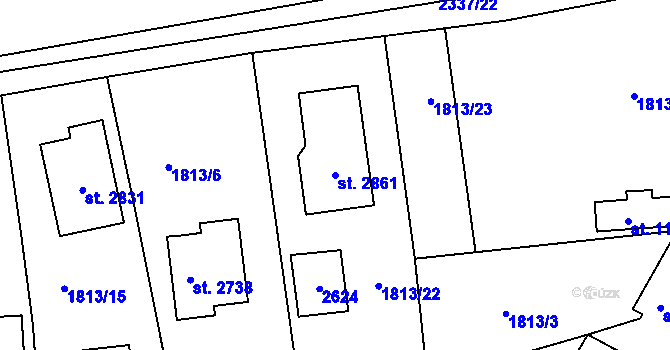 Parcela st. 2861 v KÚ Valcha, Katastrální mapa