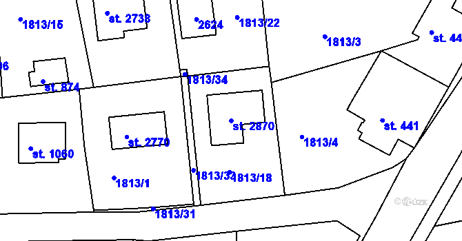 Parcela st. 2870 v KÚ Valcha, Katastrální mapa