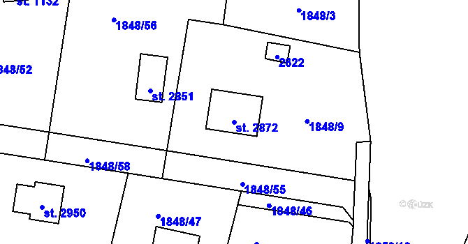 Parcela st. 2872 v KÚ Valcha, Katastrální mapa