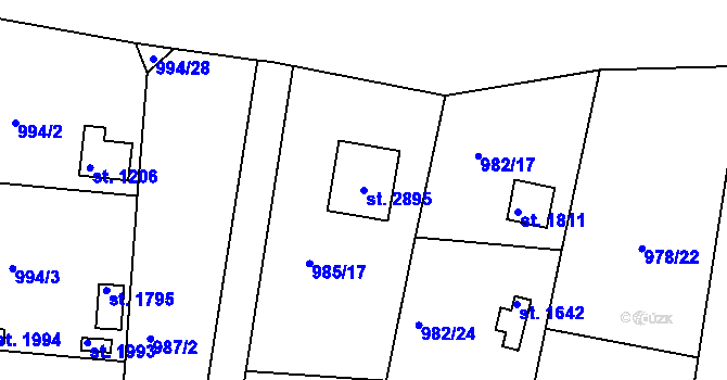 Parcela st. 2895 v KÚ Valcha, Katastrální mapa