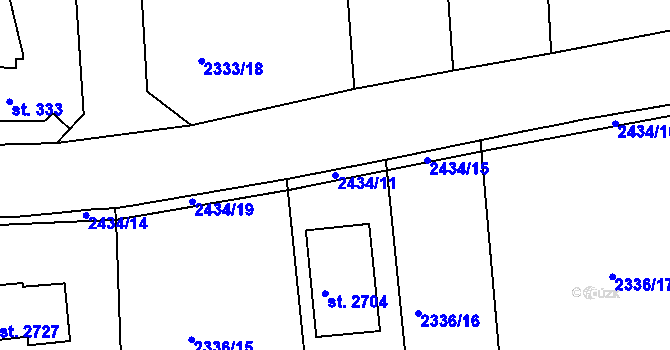 Parcela st. 2434/11 v KÚ Valcha, Katastrální mapa