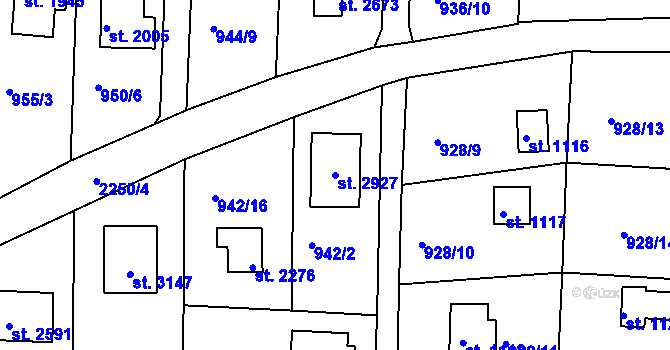 Parcela st. 2927 v KÚ Valcha, Katastrální mapa