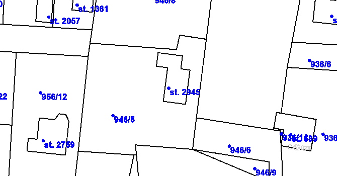 Parcela st. 2945 v KÚ Valcha, Katastrální mapa