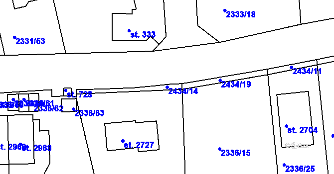 Parcela st. 2434/14 v KÚ Valcha, Katastrální mapa