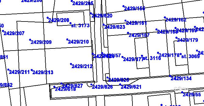 Parcela st. 2429/57 v KÚ Valcha, Katastrální mapa