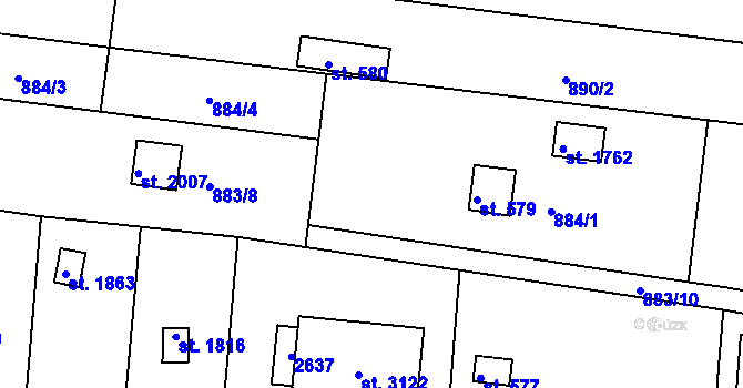 Parcela st. 883/12 v KÚ Valcha, Katastrální mapa