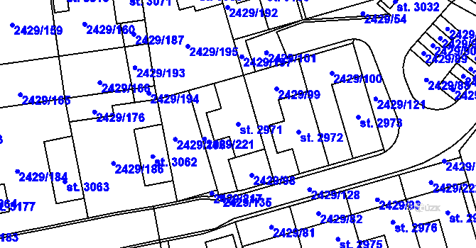 Parcela st. 2971 v KÚ Valcha, Katastrální mapa