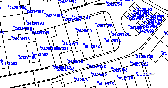 Parcela st. 2972 v KÚ Valcha, Katastrální mapa
