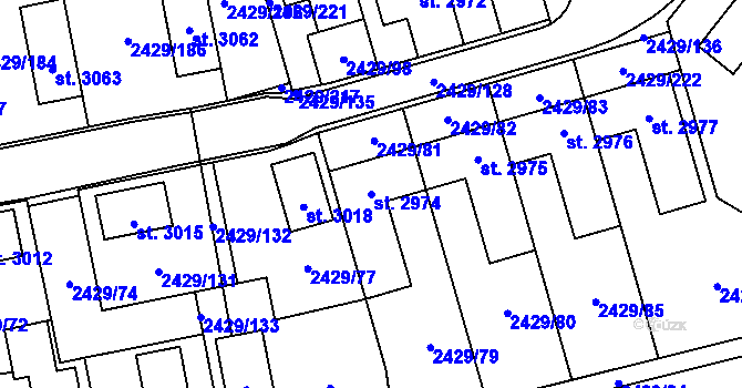 Parcela st. 2974 v KÚ Valcha, Katastrální mapa
