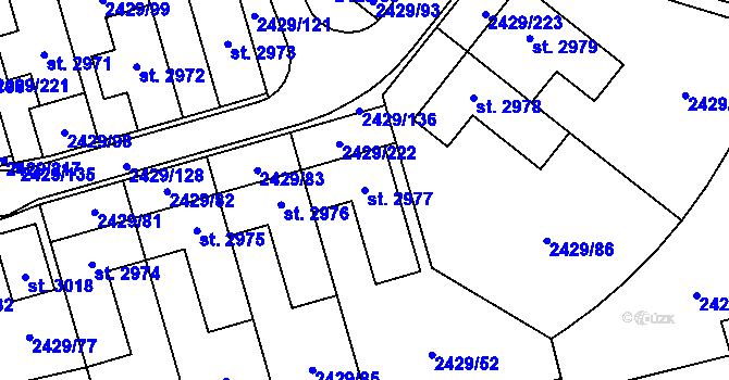 Parcela st. 2977 v KÚ Valcha, Katastrální mapa