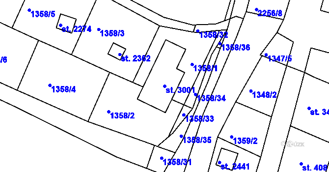 Parcela st. 3001 v KÚ Valcha, Katastrální mapa