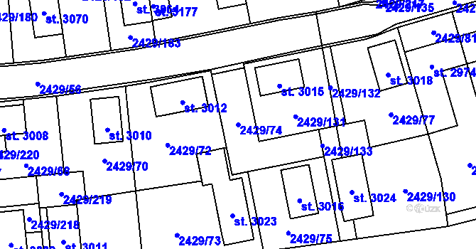 Parcela st. 2429/74 v KÚ Valcha, Katastrální mapa