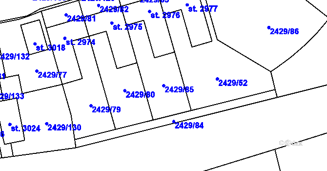 Parcela st. 2429/85 v KÚ Valcha, Katastrální mapa