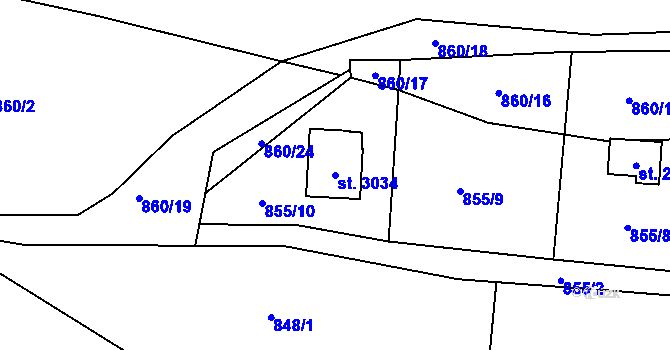 Parcela st. 3034 v KÚ Valcha, Katastrální mapa