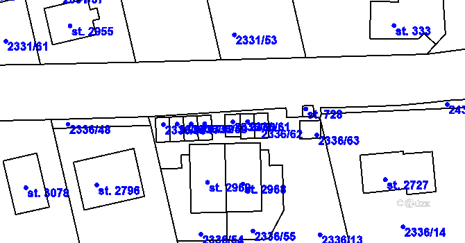 Parcela st. 2336/60 v KÚ Valcha, Katastrální mapa
