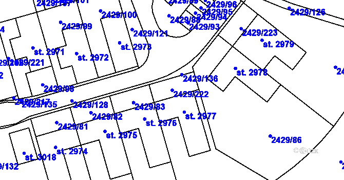 Parcela st. 2429/222 v KÚ Valcha, Katastrální mapa