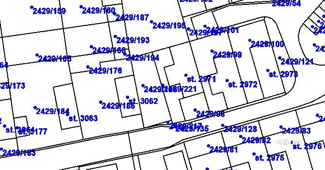 Parcela st. 2429/221 v KÚ Valcha, Katastrální mapa