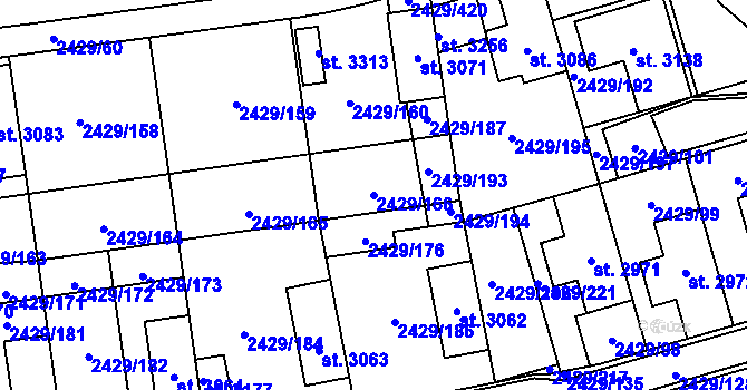 Parcela st. 2429/166 v KÚ Valcha, Katastrální mapa