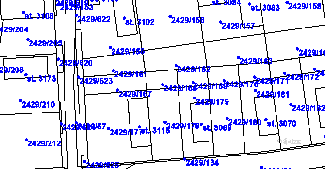 Parcela st. 2429/168 v KÚ Valcha, Katastrální mapa