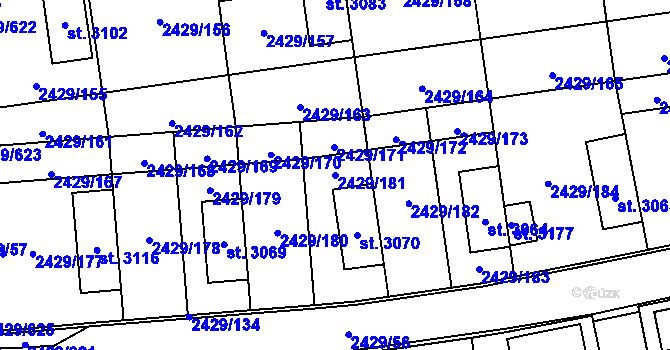 Parcela st. 2429/181 v KÚ Valcha, Katastrální mapa