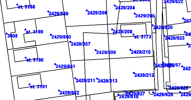 Parcela st. 2429/209 v KÚ Valcha, Katastrální mapa