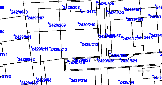 Parcela st. 2429/212 v KÚ Valcha, Katastrální mapa