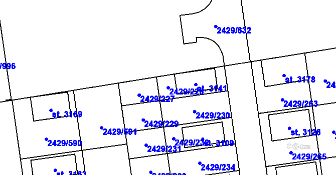 Parcela st. 2429/228 v KÚ Valcha, Katastrální mapa