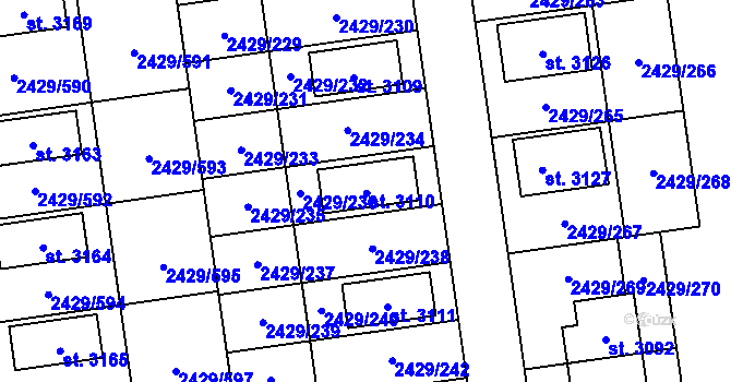 Parcela st. 2429/236 v KÚ Valcha, Katastrální mapa