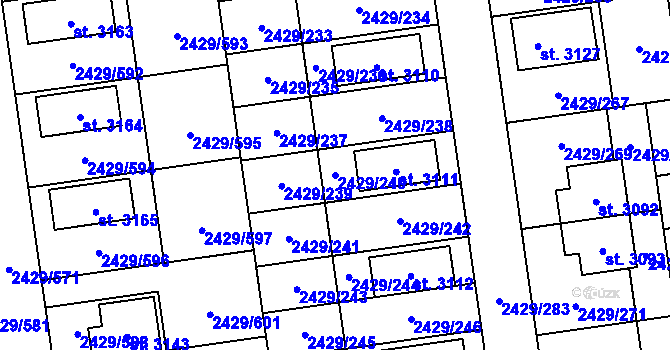 Parcela st. 2429/240 v KÚ Valcha, Katastrální mapa
