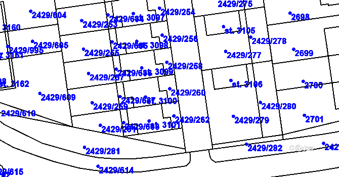 Parcela st. 2429/260 v KÚ Valcha, Katastrální mapa