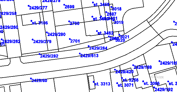 Parcela st. 2429/284 v KÚ Valcha, Katastrální mapa