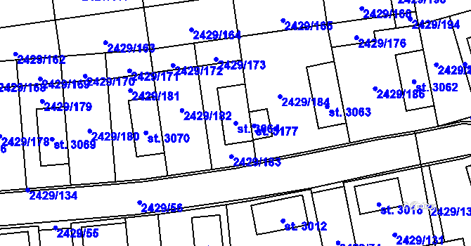 Parcela st. 3064 v KÚ Valcha, Katastrální mapa