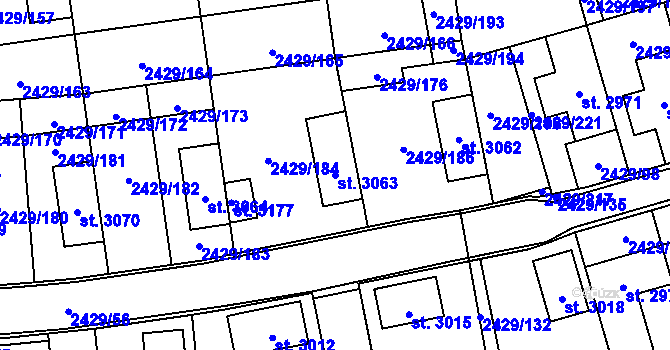 Parcela st. 3063 v KÚ Valcha, Katastrální mapa