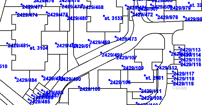 Parcela st. 2429/491 v KÚ Valcha, Katastrální mapa