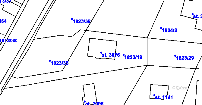 Parcela st. 3076 v KÚ Valcha, Katastrální mapa