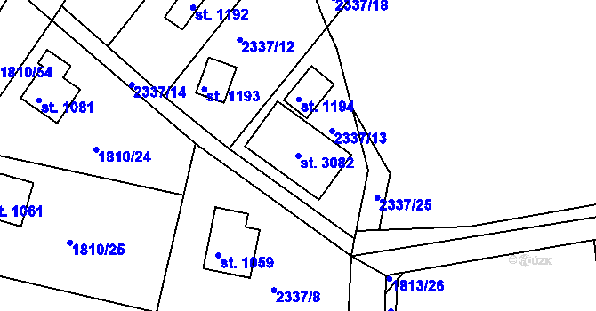 Parcela st. 3082 v KÚ Valcha, Katastrální mapa