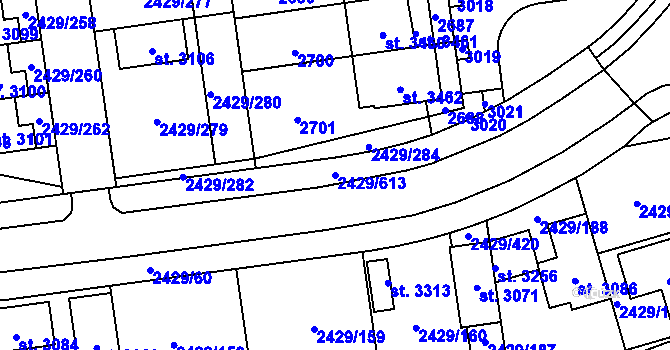 Parcela st. 2429/613 v KÚ Valcha, Katastrální mapa