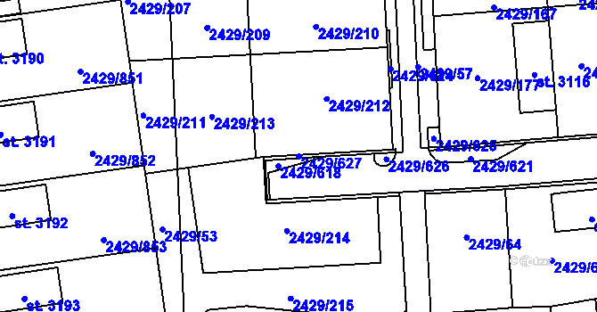 Parcela st. 2429/627 v KÚ Valcha, Katastrální mapa