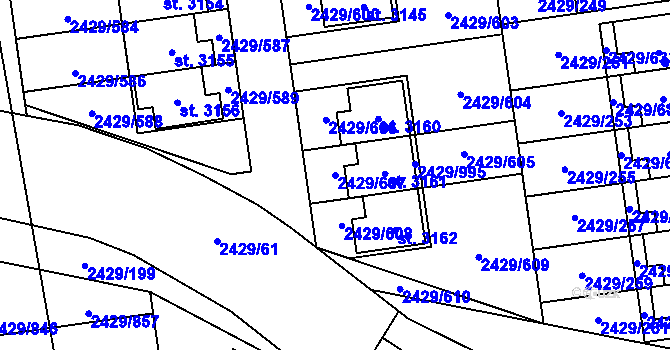 Parcela st. 2429/607 v KÚ Valcha, Katastrální mapa
