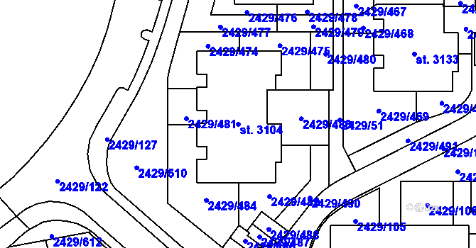 Parcela st. 3104 v KÚ Valcha, Katastrální mapa